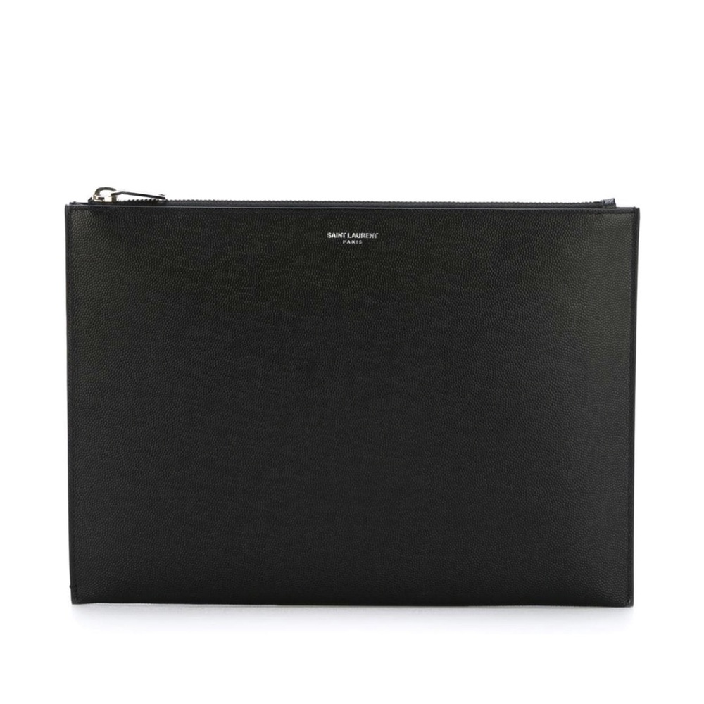 YSL Saint Laurent Black Logo Envelope Clutch